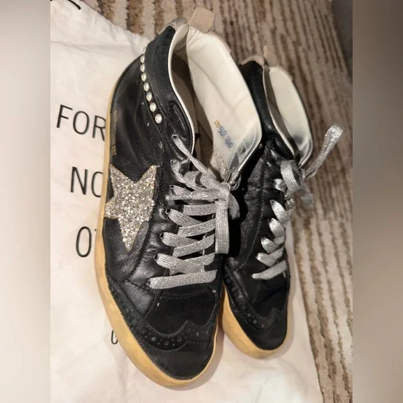 Golden Goose Midstar Black Sneakers with Silver Accents - Picture 2 of 8